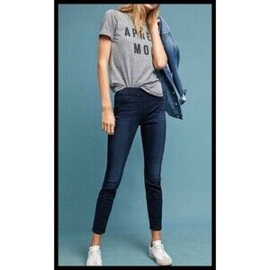 NWT Anthropologie Jen7 7 For All Mankind Skinny Pull On Jeans Blue 10 7FAM NEW